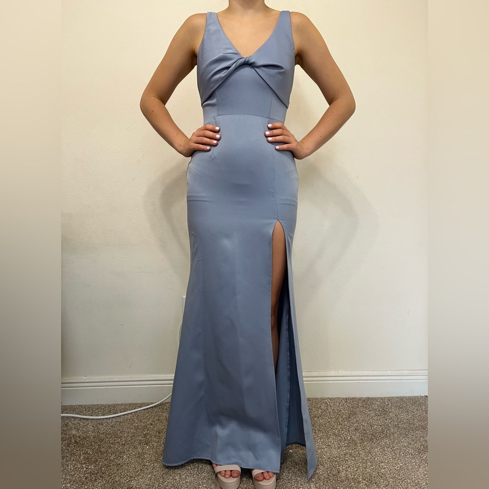 Chic Strapless Slate Blue Gown